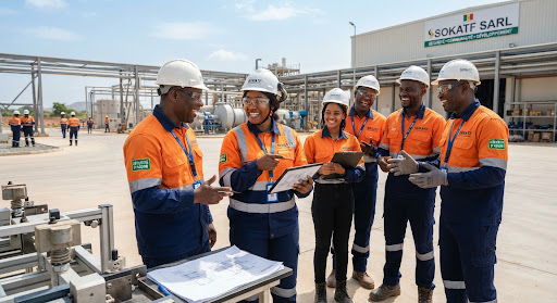 Travailleurs maliens sur un site industriel